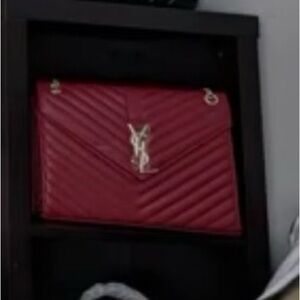 Yves Saint Laurent Red Chevron Shoulder Bag